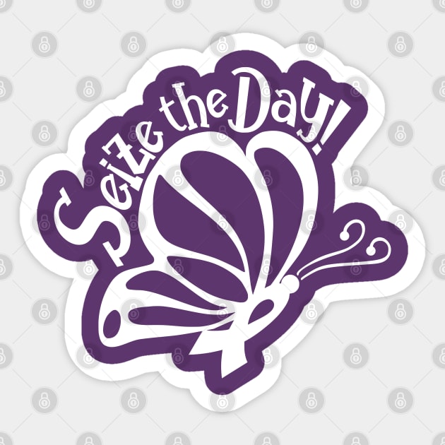 Seize The Day! - White Butterfly Sticker by CuteCoCustom